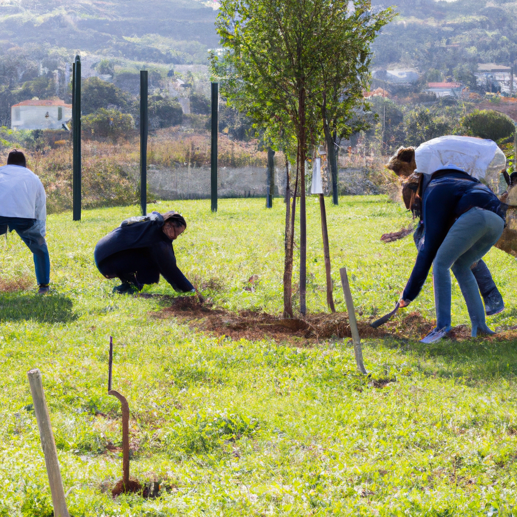 Volontari che piantano alberi